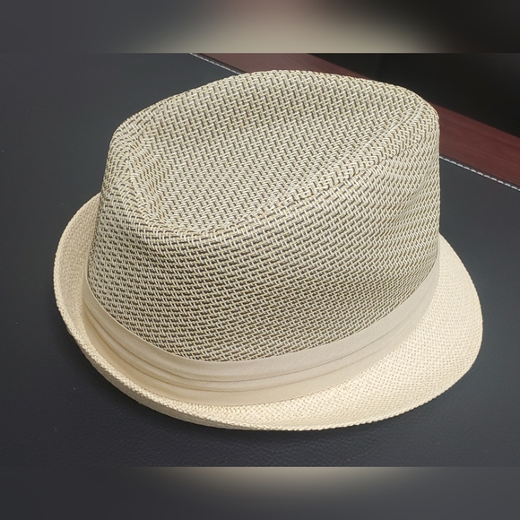 FEDORA Straw Hat Cream/beige Size L - Picture 2 of 5